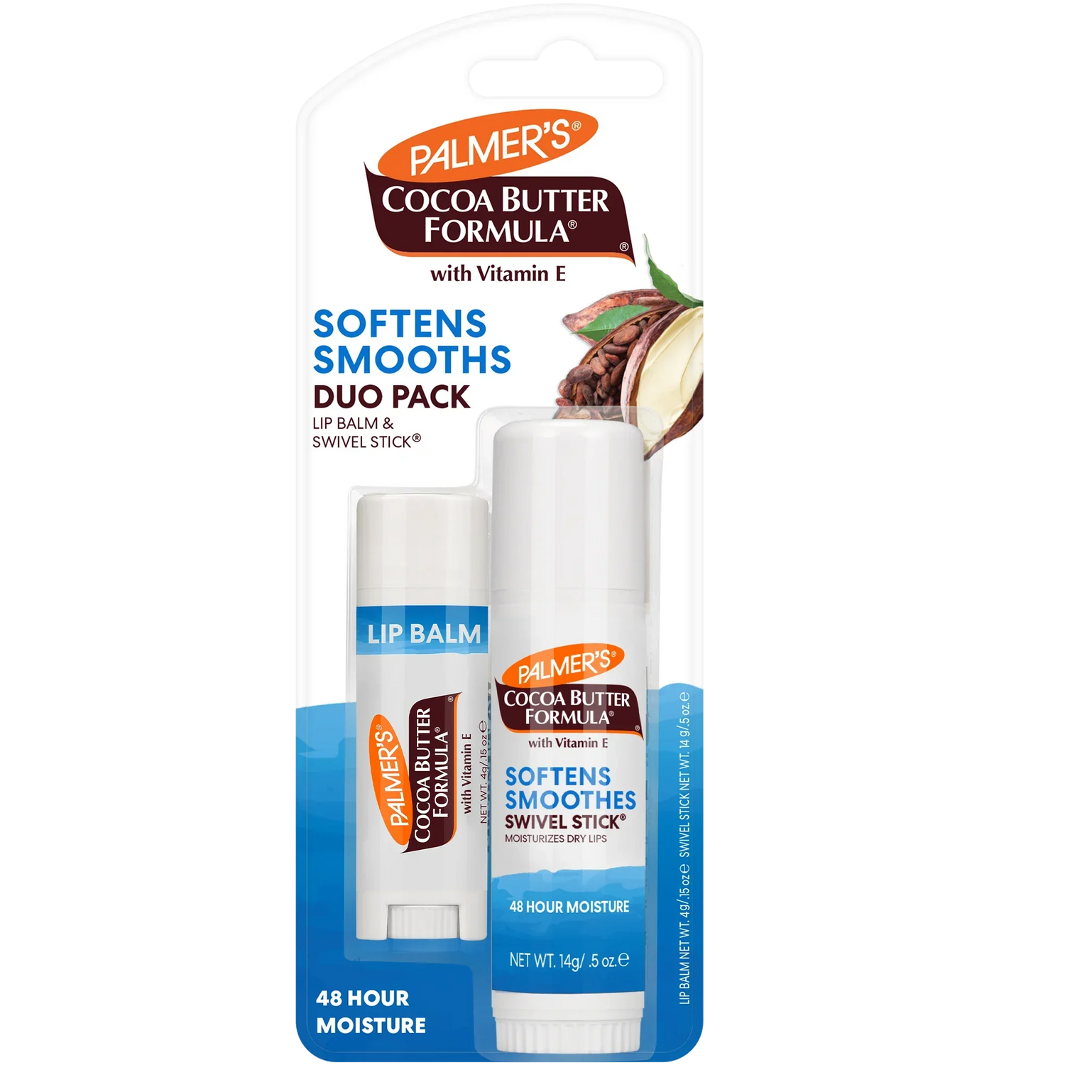 Cocoa Butter Softens Smooths Lip Balm & Swivel Stick Duo Pack 18g
